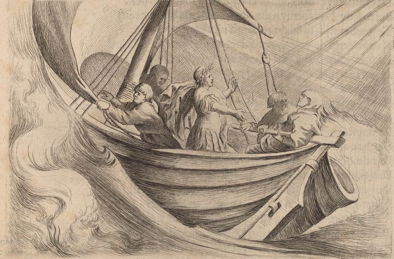 Cæsar krydser stormfulde hav, 1634. af Willem Basse