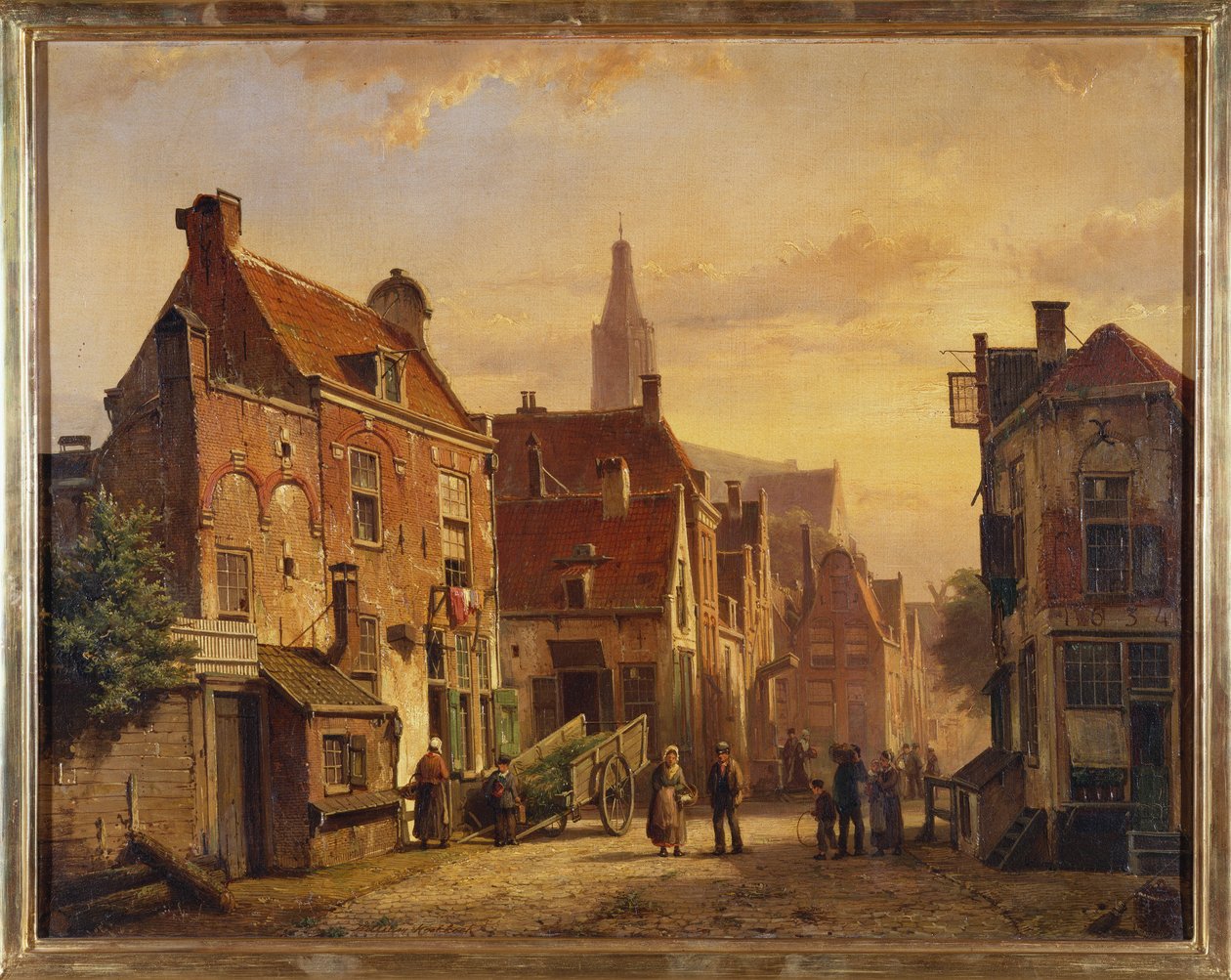 hollandsk gadebillede af Willem Koekkoek