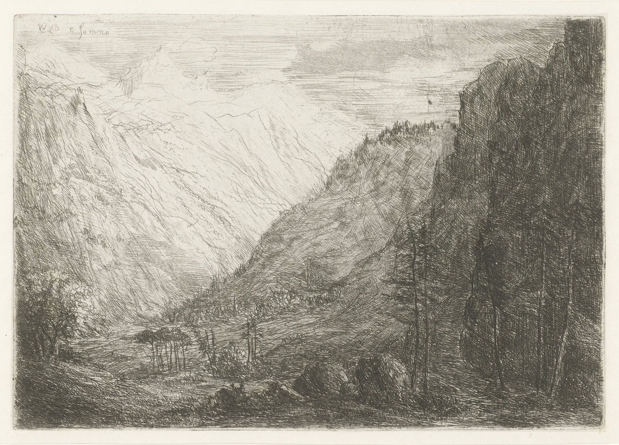 Udsigt over bjergdalen af Willem Matthias Jan van Dielen