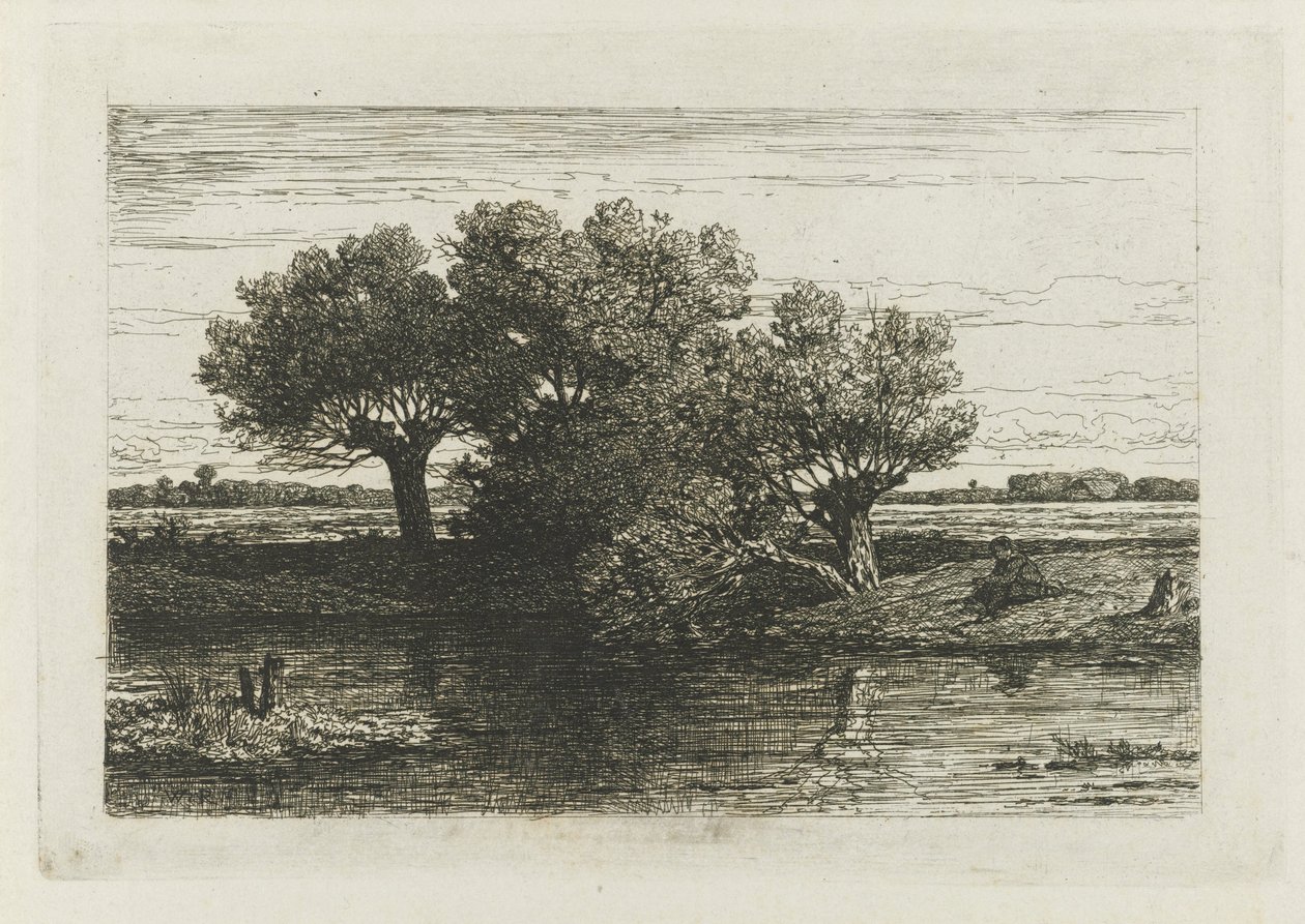 Fisker ved pilepilene af Willem Roelofs (I)