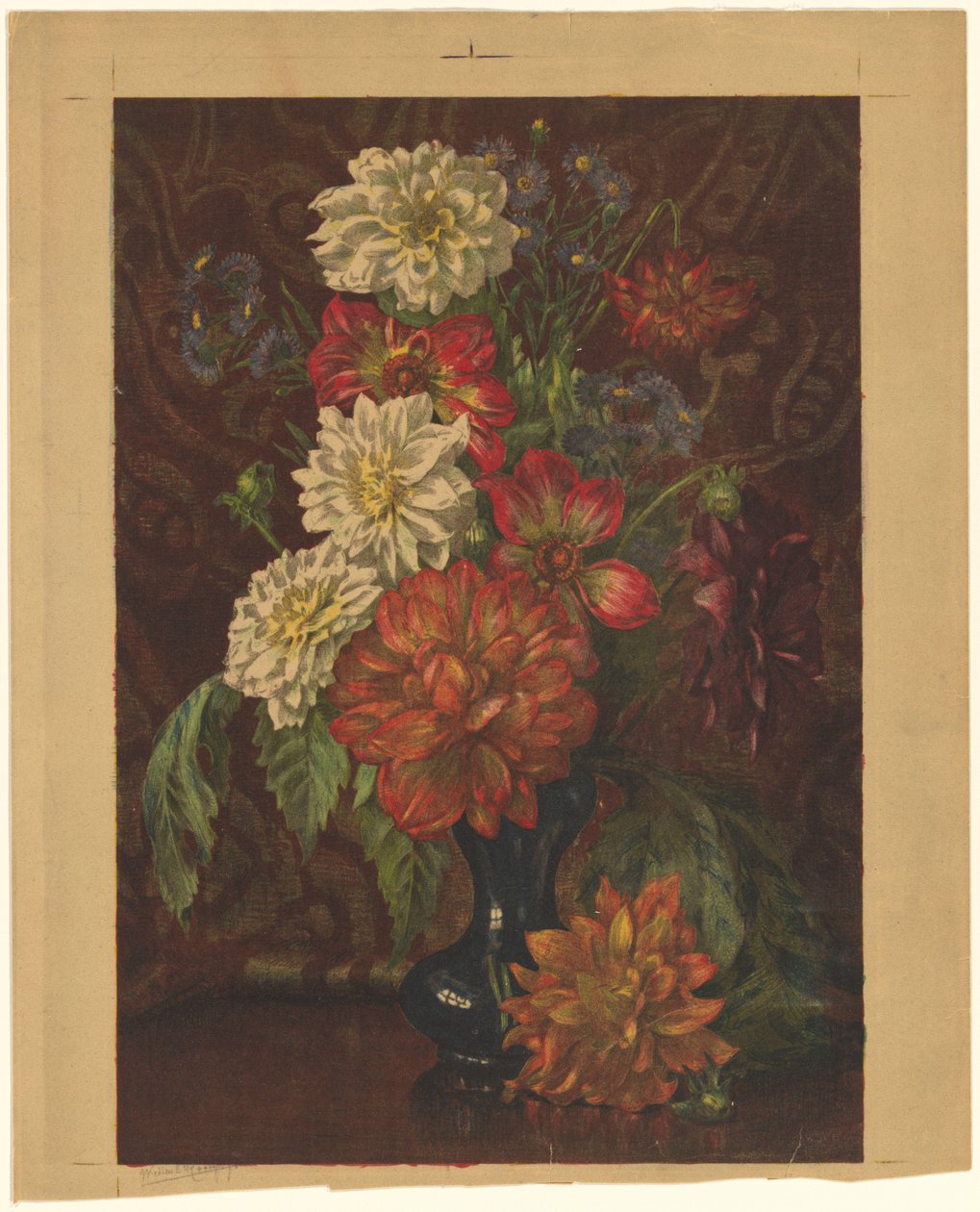 Vase med Dahlias af Willem Roelofs (II) (signed by artist)