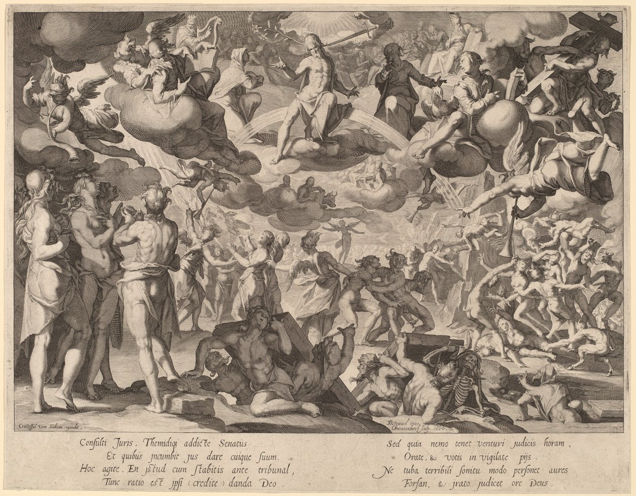 Den sidste dom af Willem Swanenburgh, after Joachim Anthonisz Wtewael