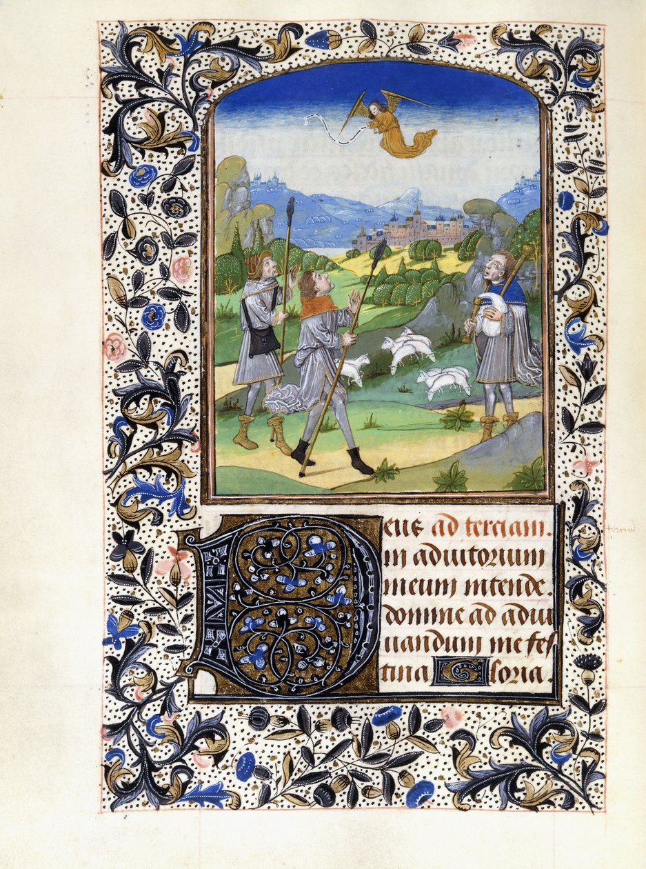 Hyrdernes Bebudelse, c.1480 af Willem Vrelant