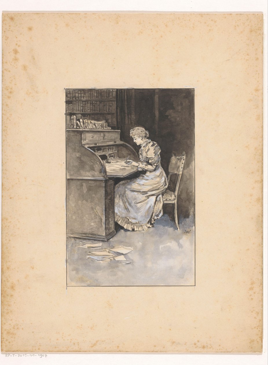 Skrivende kvinde af Ludwig Willem Reymert Wenckebach