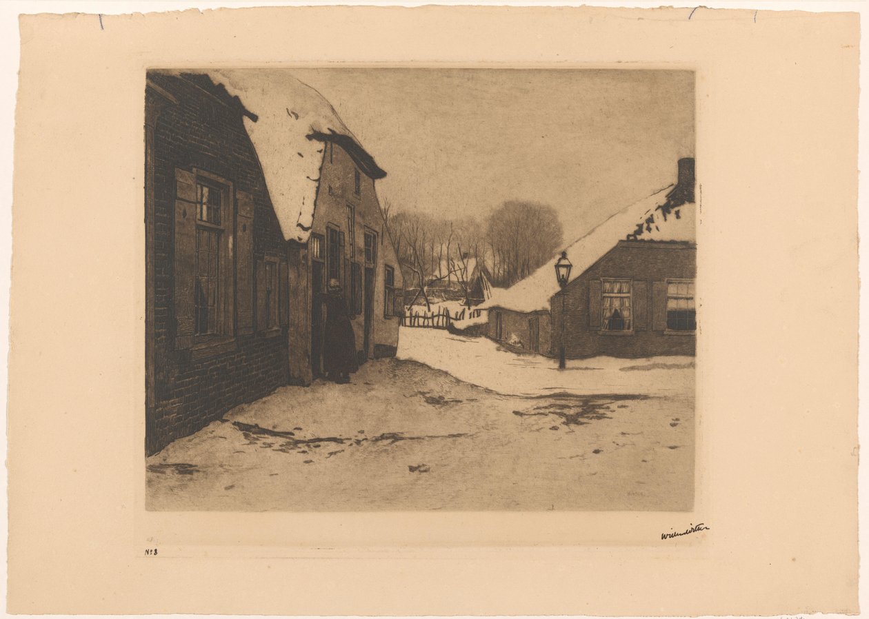 Snedækkede huse i Ede af Willem Witsen (signed by artist)