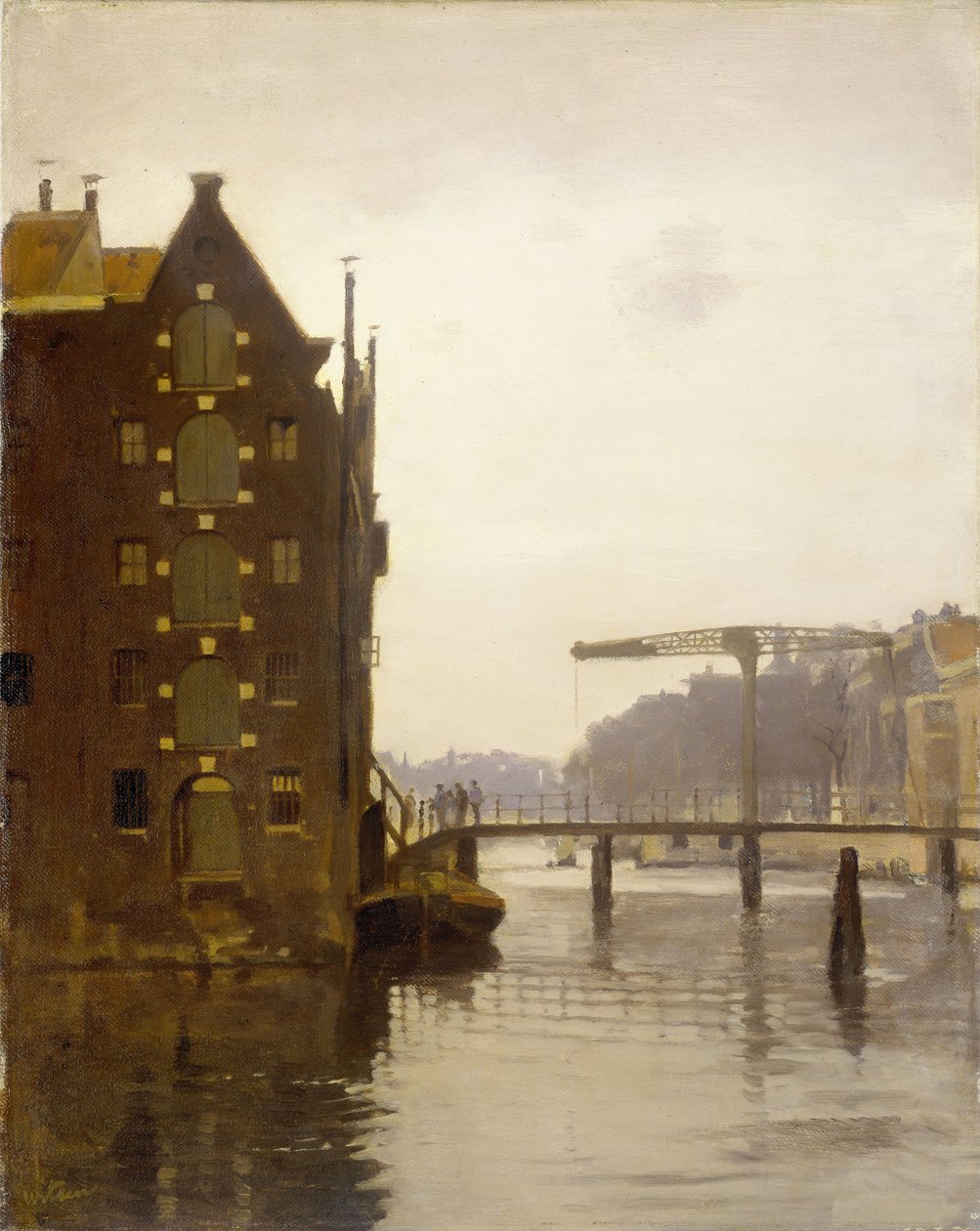 Pakhuse på en Amsterdam-kanal ved Uilenburg af Willem Arnoldus Witsen