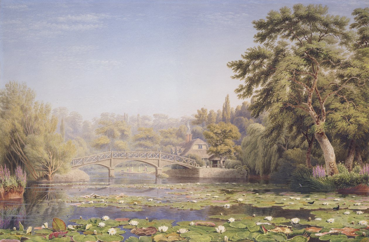Nuneham Courtenay rustik bro og sommerhus, nær Abingdon (wc & kropsfarve på papir) af Joseph Mallord William Turner