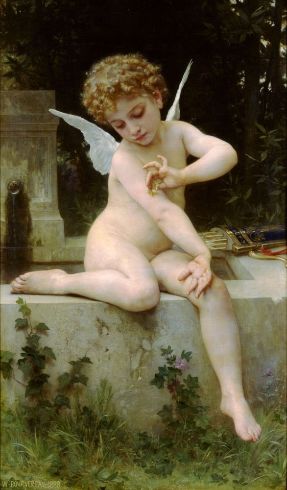 Amor med en sommerfugl af William Adolphe Bouguereau