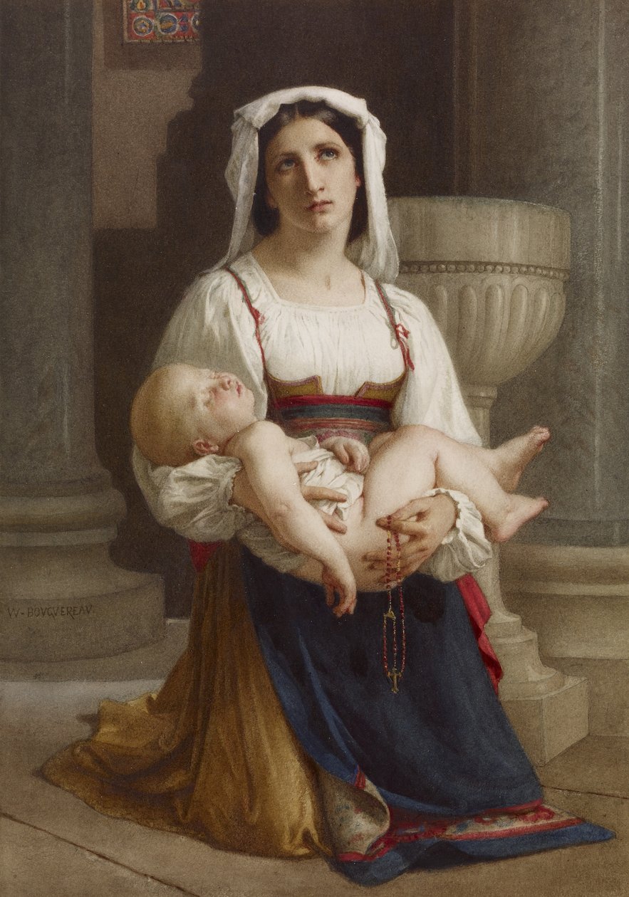 Italiensk bonde, der knæler med barn af William Adolphe Bouguereau
