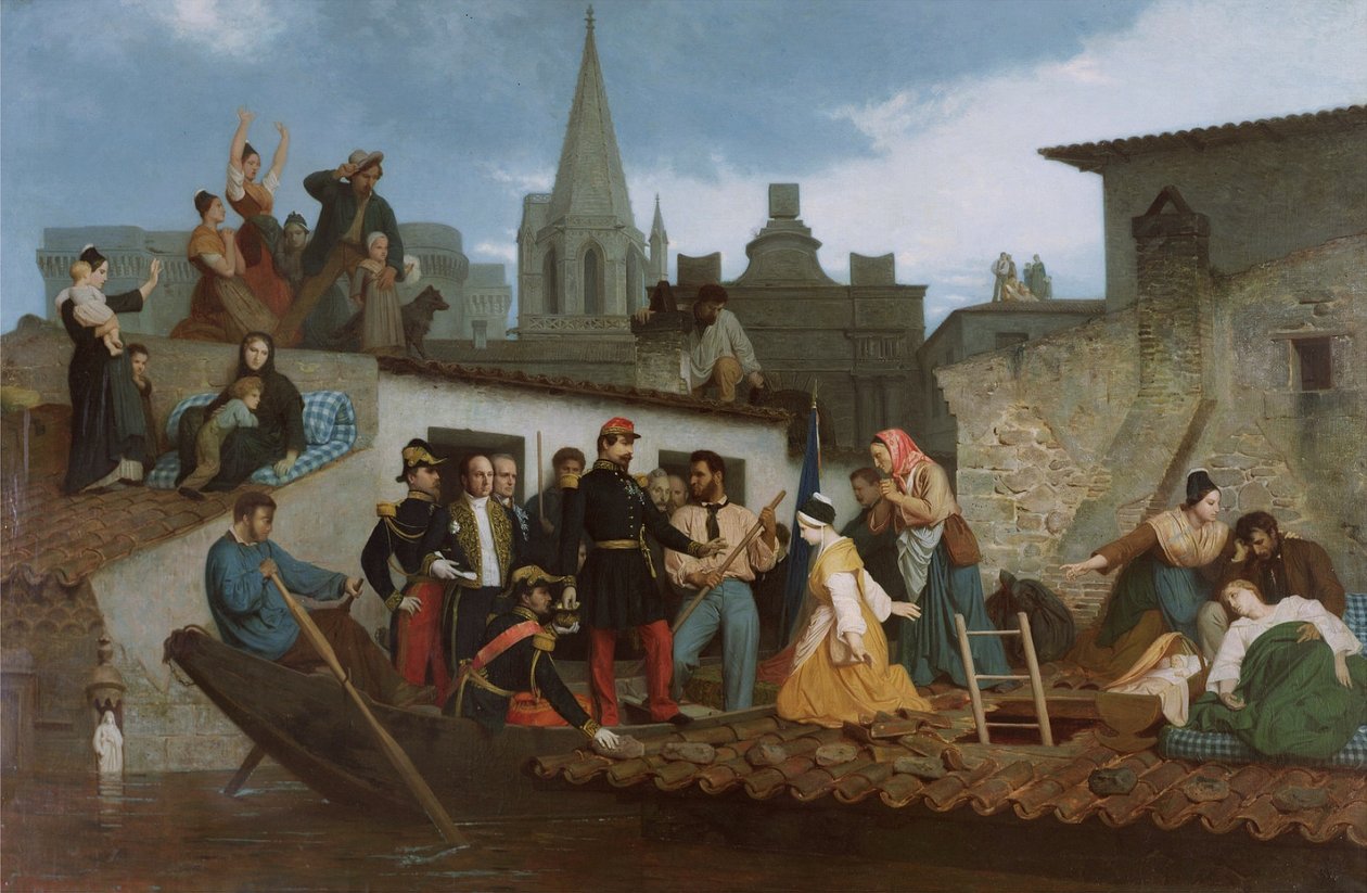 Napoleon III besøger oversvømmelsesofre i Tarascon af William Adolphe Bouguereau