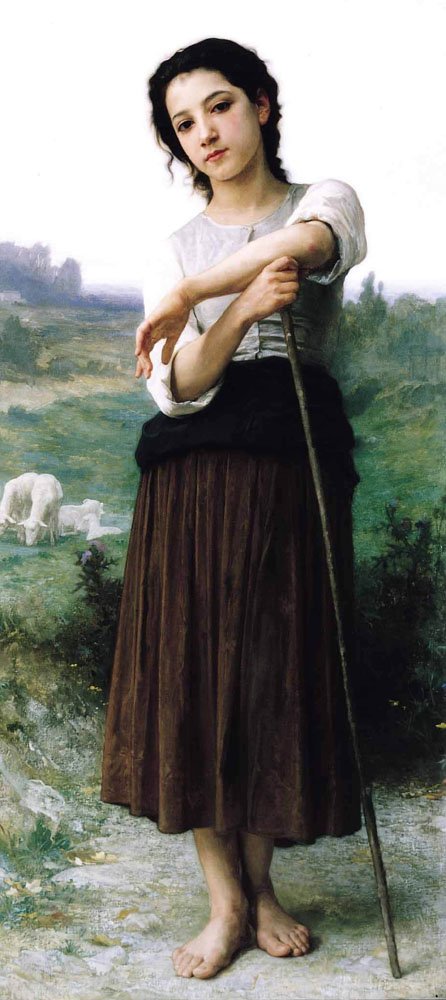 Ung hyrdeinde stående af William Adolphe Bouguereau
