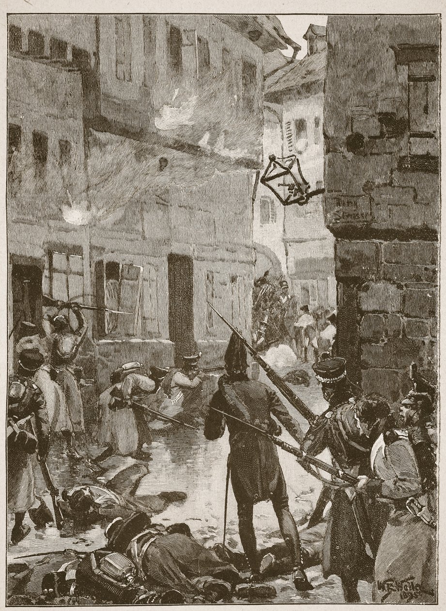 Men franskmændene opretholdt stadig en heroisk modstand, illustration fra "Battles of the Nineteenth Century" af Archibald Forbes, G.A. Henty og Major Arthur Griffiths af William Barnes Wollen
