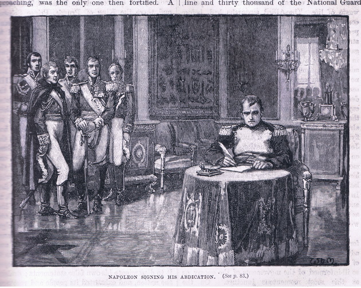 Napoleon underskriver sin abdikation af William Barnes Wollen