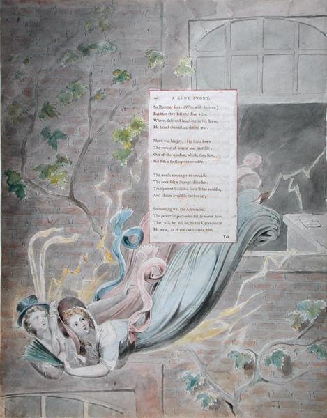 A Long Story, fra The Poems of Thomas Gray, udgivet 1797-98 (wc og sort blæk på papir) af William Blake