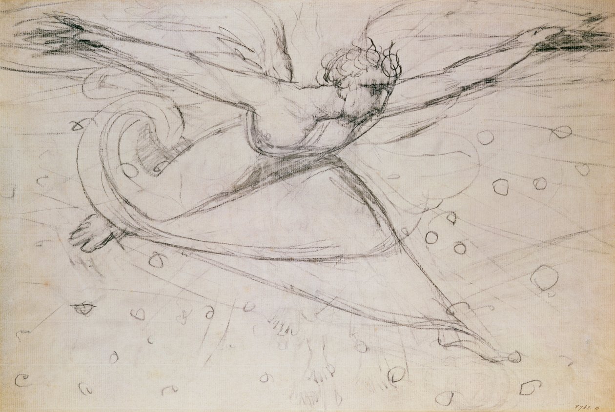 An Angel Striding Among the Stars (tegning) af William Blake