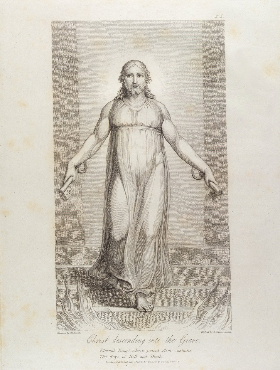 Kristus stiger ned i graven, pl.3, illustration fra "The Grave, A Poem" af William Blake (1757-1827), graveret af Luigi Schiavonetti (1765-1810), 1808 af William Blake