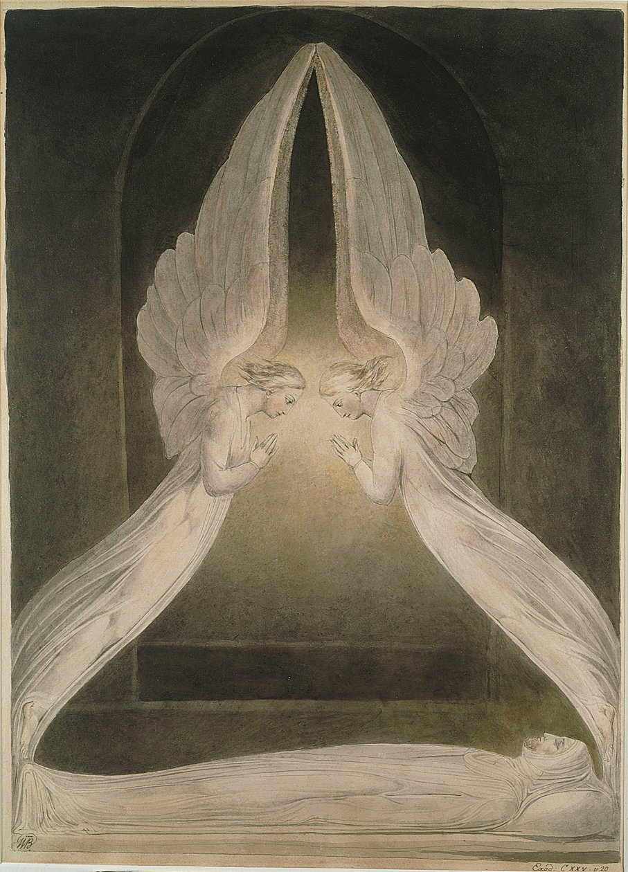 Kristus i graven, bevogtet af engle af William Blake
