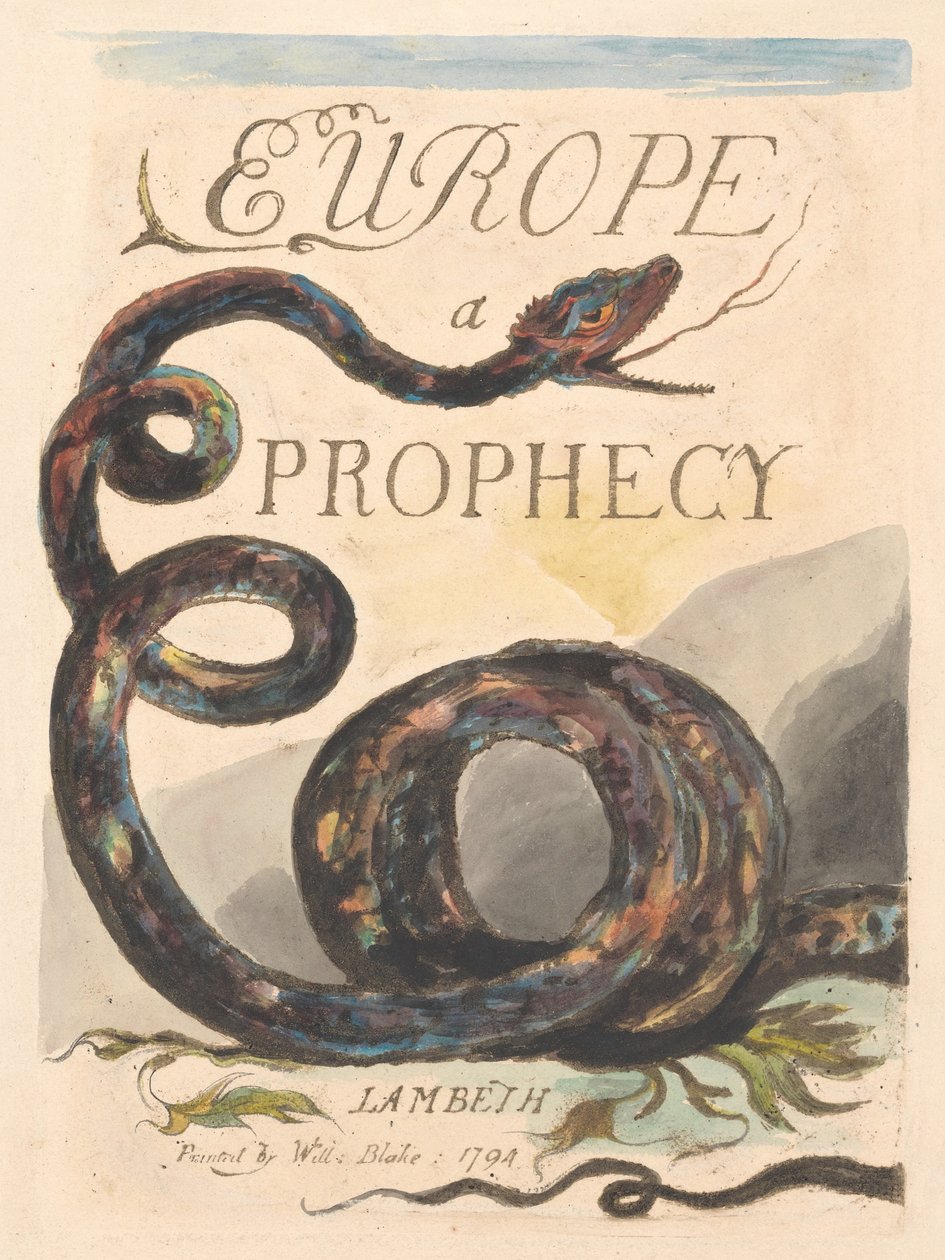 Europa. En profeti, plade 2, titelside af William Blake