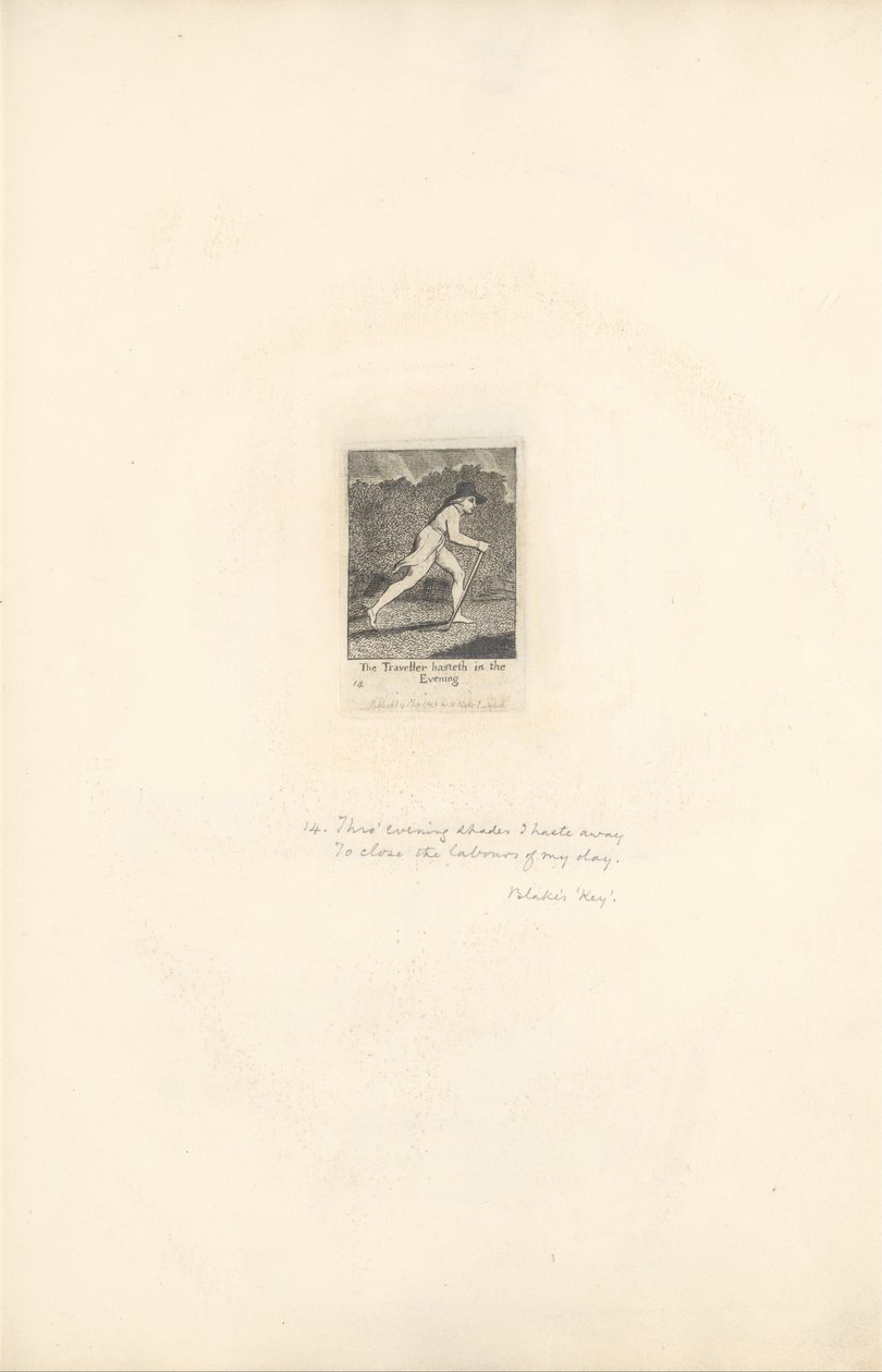 For kønnene- Paradisets porte, plade 16, den rejsende skynder sig om aftenen af William Blake