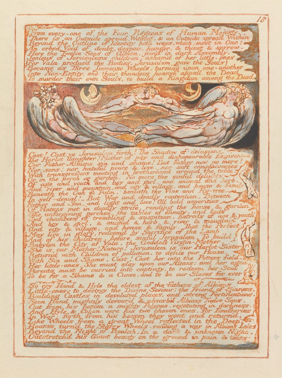 Jerusalem, plade 18, fra hver eneste af de fire regioner .... af William Blake
