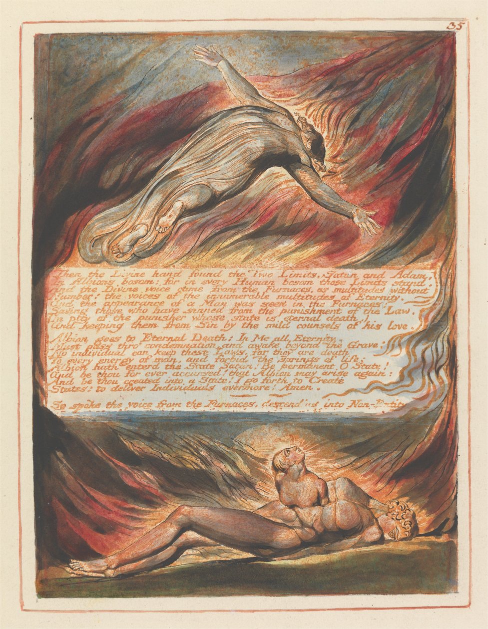 Jerusalem, plade 35, derefter den guddommelige hånd .... af William Blake