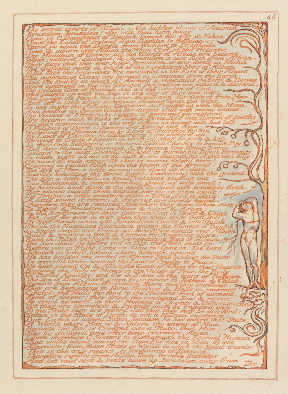Jerusalem, plade 49, Albions hemmelige dækninger ... af William Blake