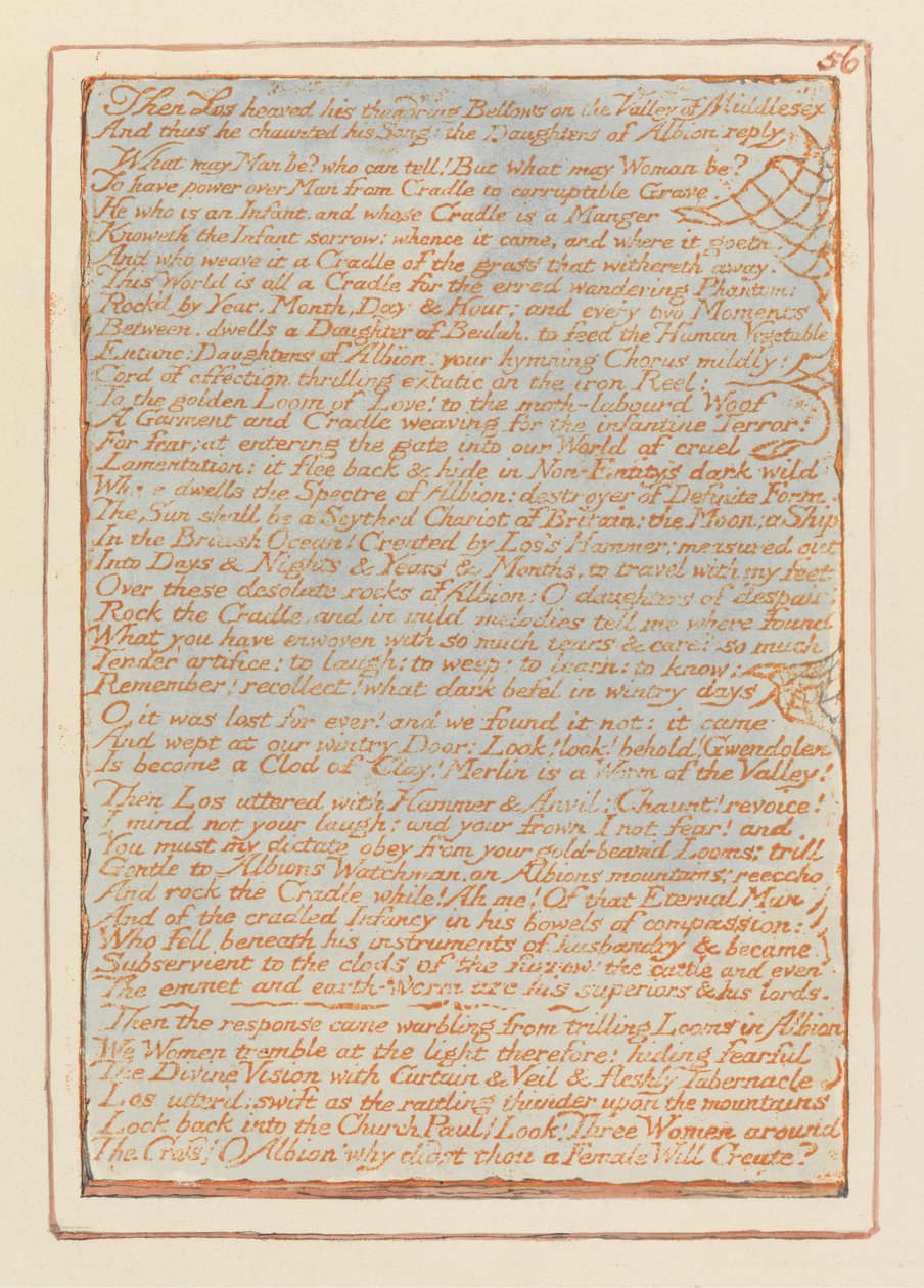 Jerusalem, Plate 56, Then Los heaved .... af William Blake