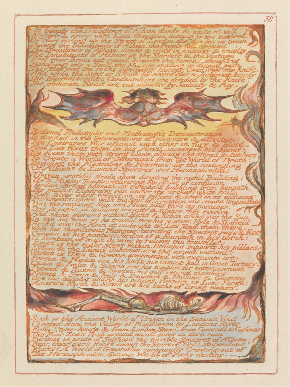 Jerusalem, plade 58, i skønhed Albions døtre .... af William Blake