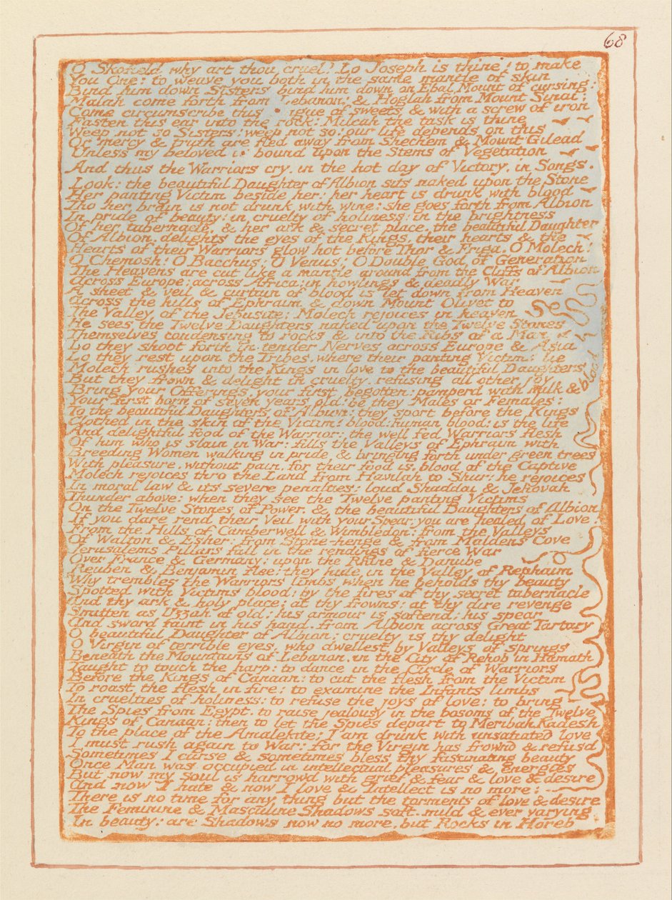 Jerusalem, plade 68, O Skofield, hvorfor er du grusom .... af William Blake