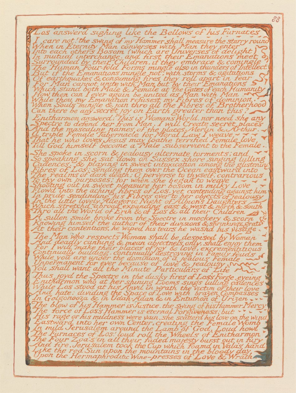 Jerusalem, plade 88, Los svarede sukkende .... af William Blake