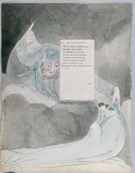 Ode to Adversity, design 40 fra The Poems of Thomas Gray, 1797-98 (wc med pen og sort blæk på papir) af William Blake