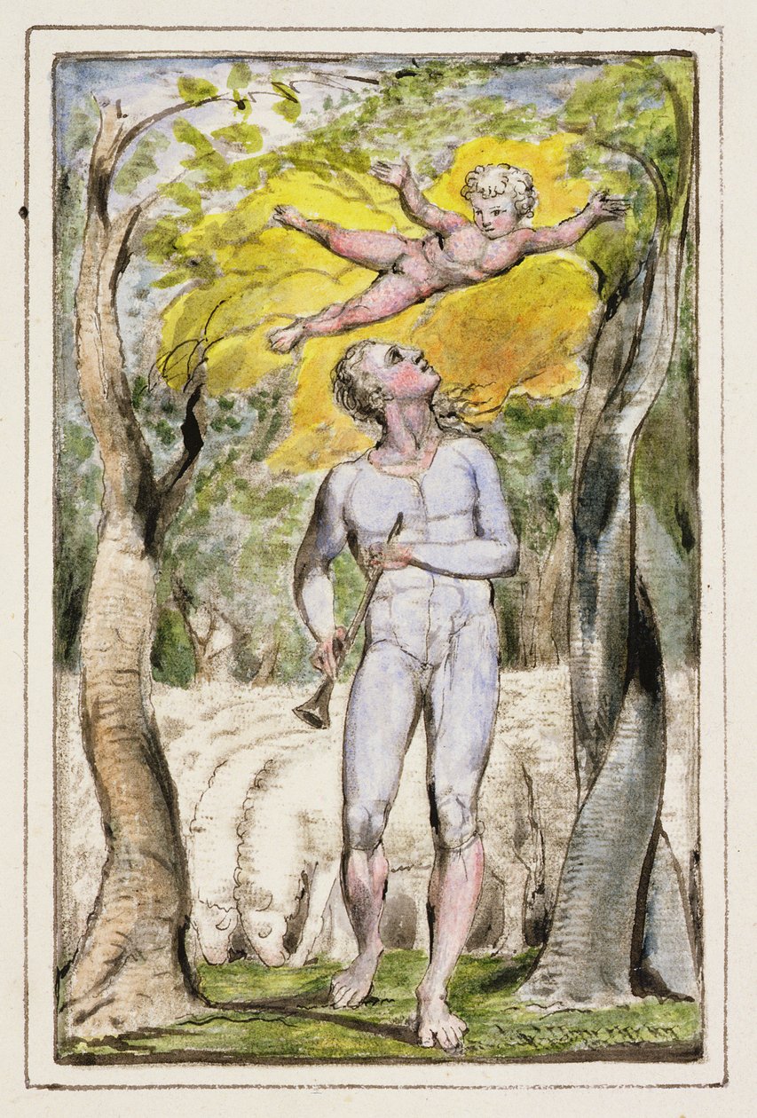 P.124-1950.ptl Frontispice til Songs of Innocence: plade 1 fra Songs of Innocence and of Experience (kopi R) c.1802-08 (ætsning, blæk og wc) af William Blake