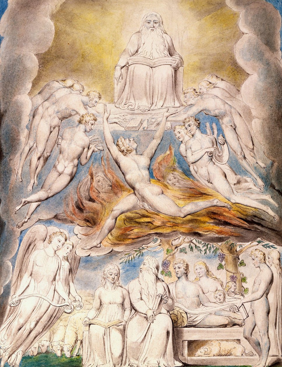 Satan før Guds trone af William Blake