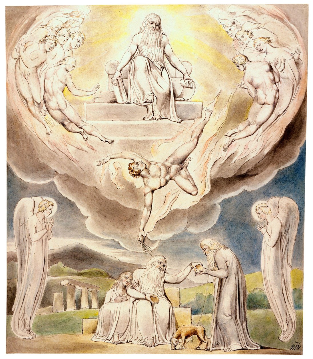 Satan går videre fra Herrens nærvær af William Blake