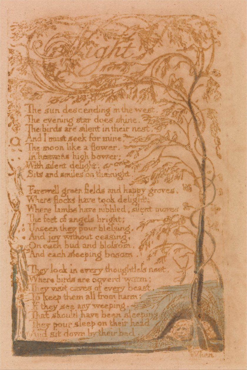 Innocence Songs, Plate 16, Night (Bentley 20) af William Blake