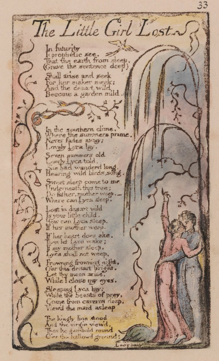Sange om uskyld og erfaring, plade 33, Den lille pige tabt (Bentley 34) af William Blake