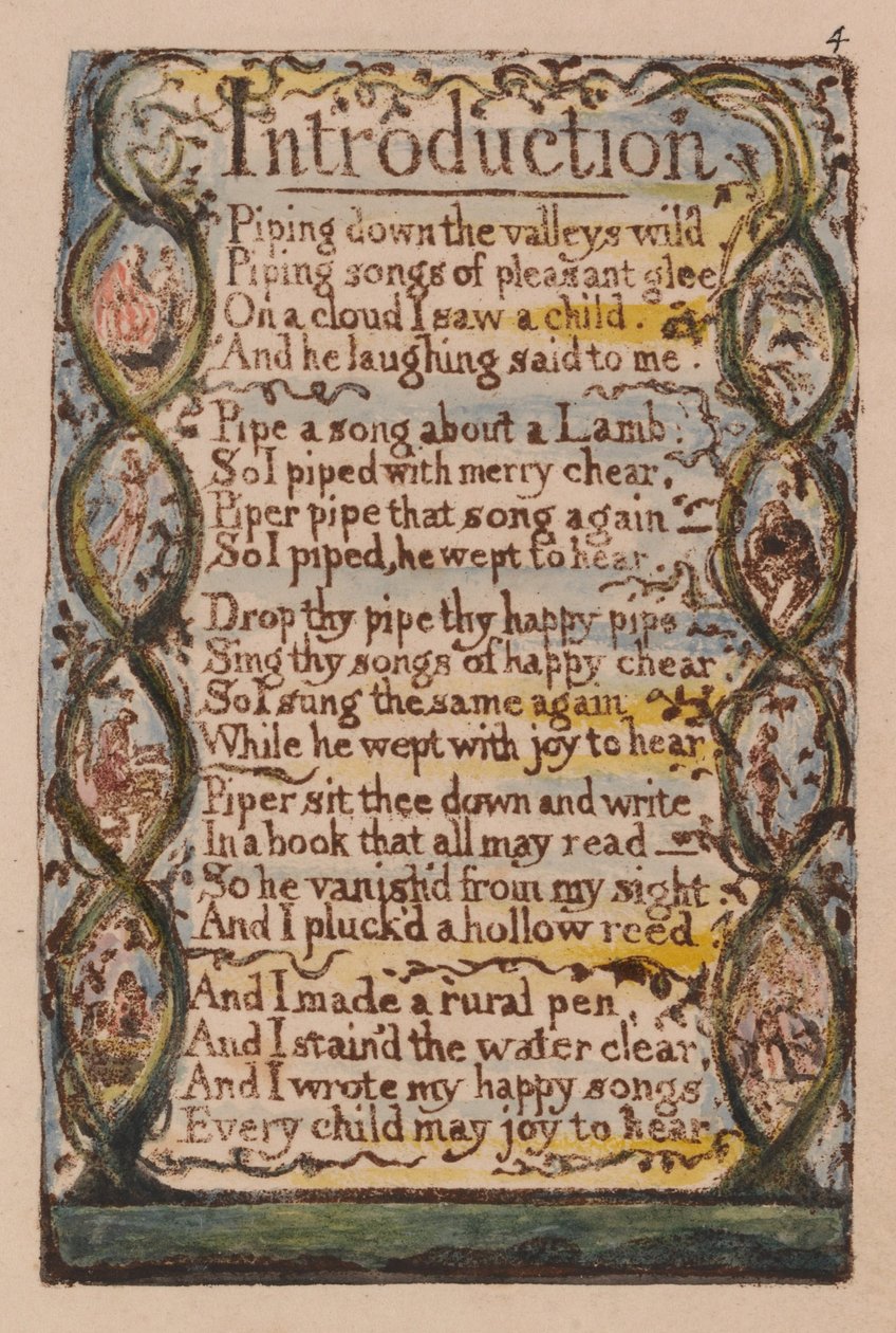 Sange om uskyld og erfaring, plade 4, indledning (Bentley 4) af William Blake