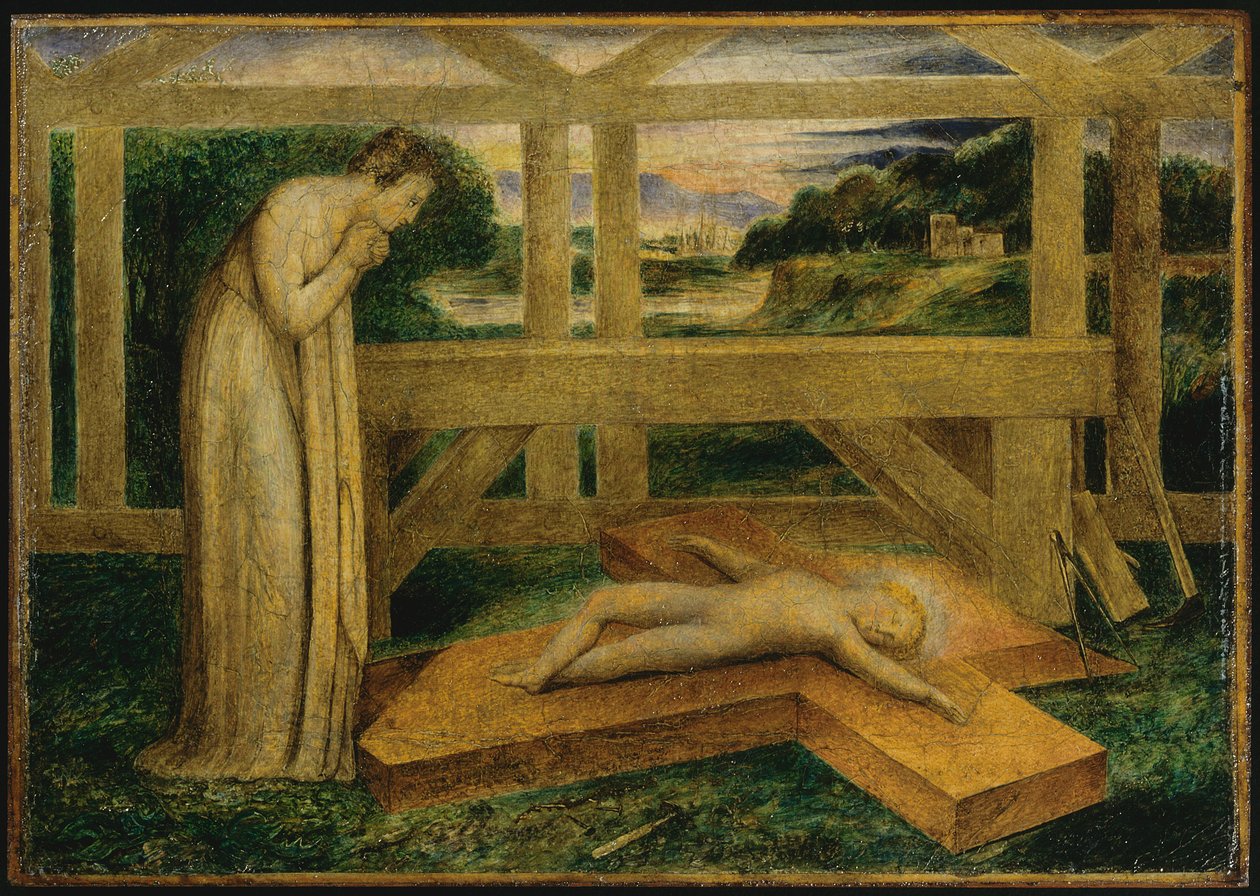 Kristusbarnet sov på et kors af William Blake