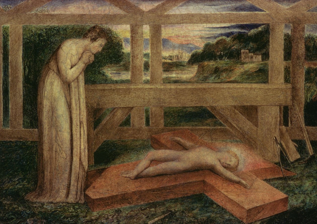 Kristusbarnet sover på et kors, ca. 1799-1800 (tempera på lærred) af William Blake