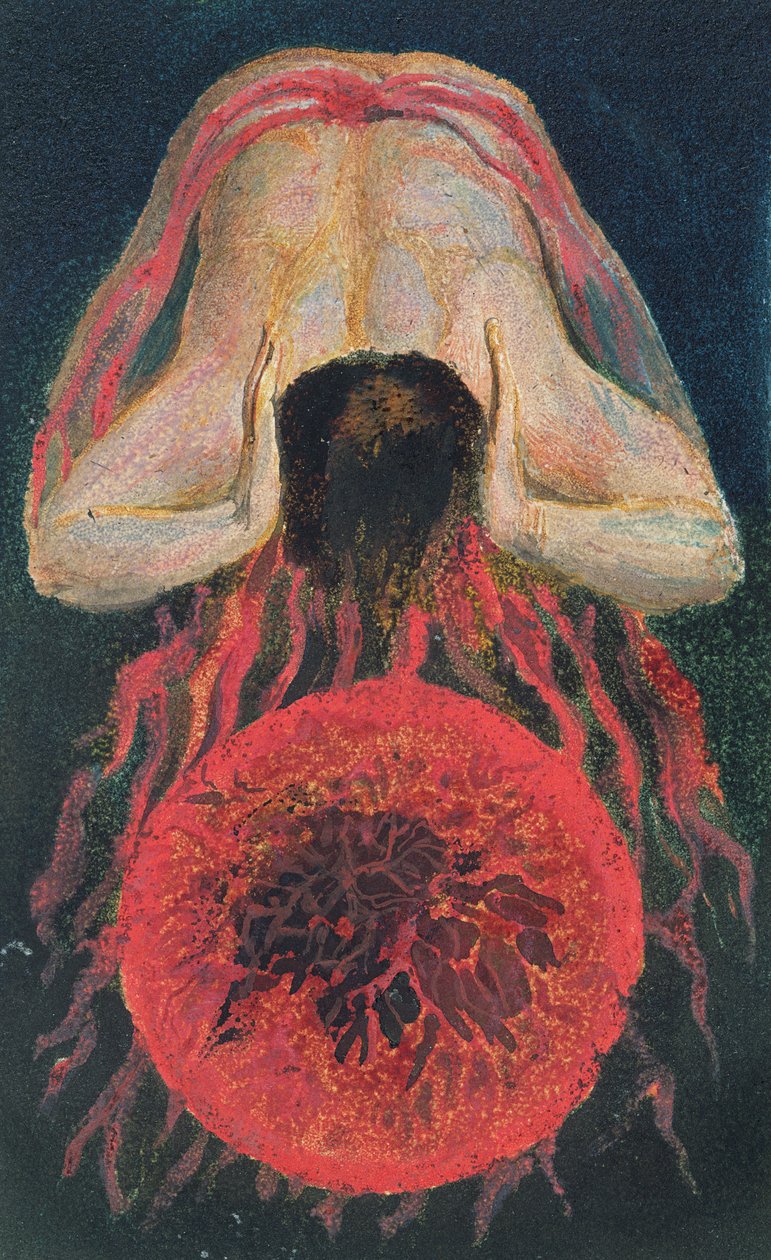 The First Book of Urizen, plade 17, 1794 (reliefætsning færdig i wc på papir) af William Blake