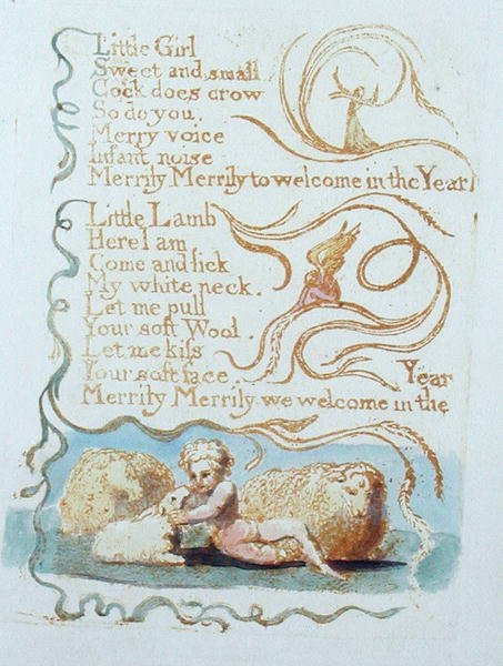 The Little Girl, plade 26 fra Songs of Innocence, 1789 (relief radering med wc) af William Blake