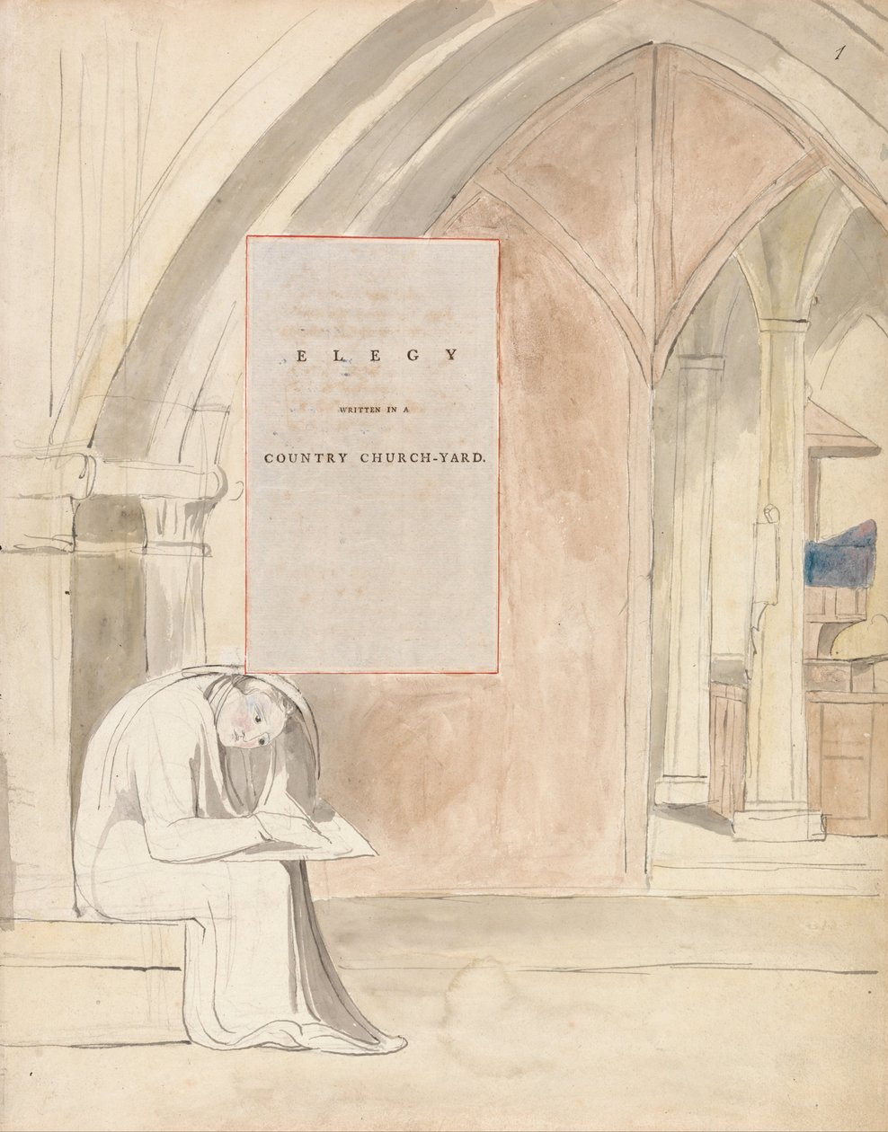Digte af Thomas Gray, Design 105, Elegy Skrevet i en landskirke-gård. af William Blake