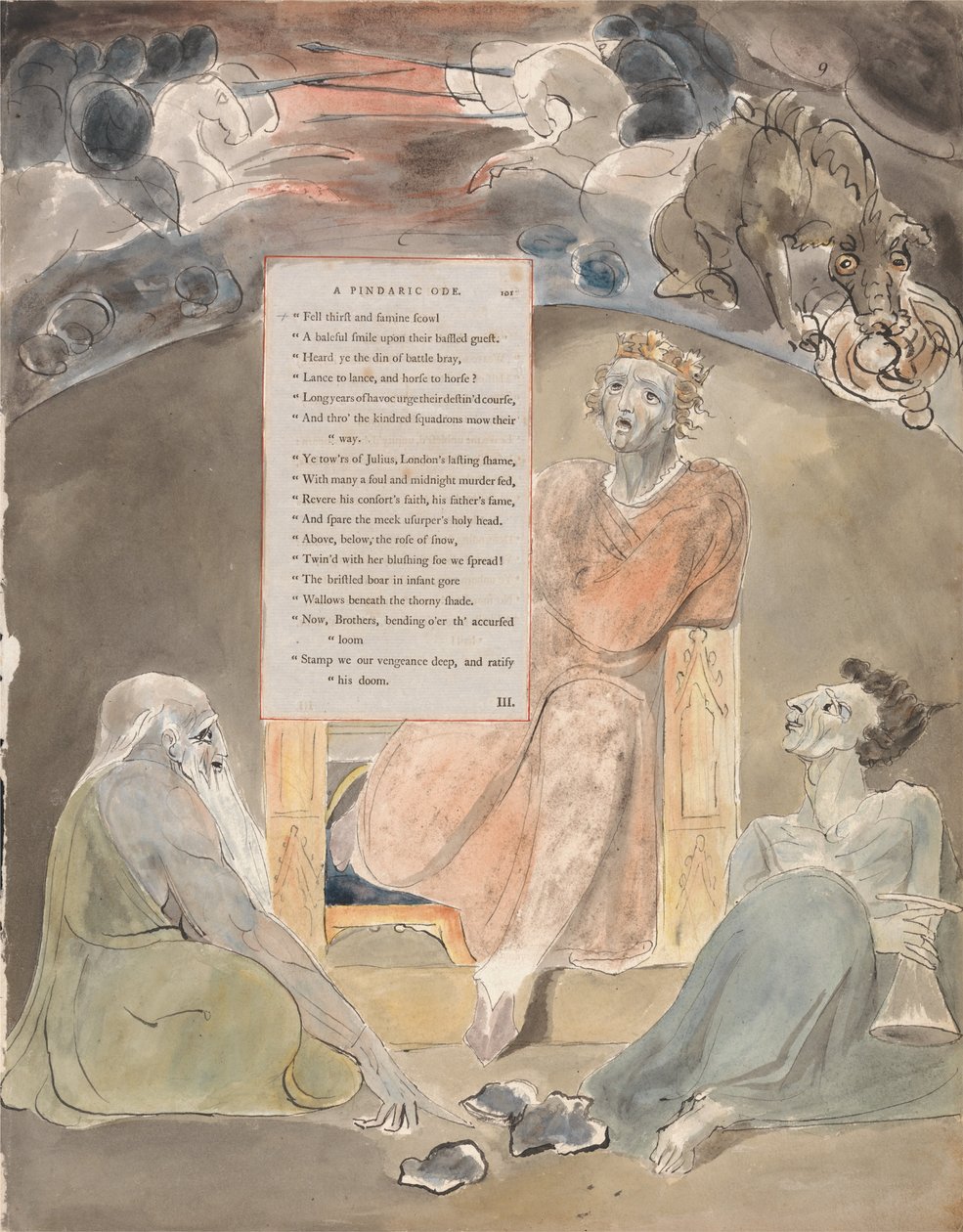 Digte af Thomas Gray, Design 61, The Bard. af William Blake