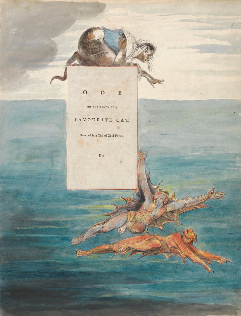 Thomas Greys digte, Design 7, Ode om en yndlings kats død. af William Blake