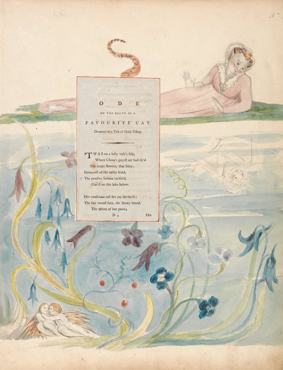Thomas Greys digte, Design 9, Ode om en yndlings kats død. af William Blake