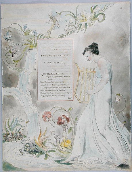 The Progress of Poesy, design 43 fra The Poems of Thomas Gray, 1797-98 (wc med pen og sort blæk på papir) af William Blake