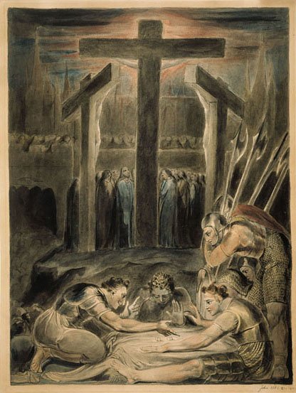 Soldaterne kastede lod om Kristi klæder af William Blake