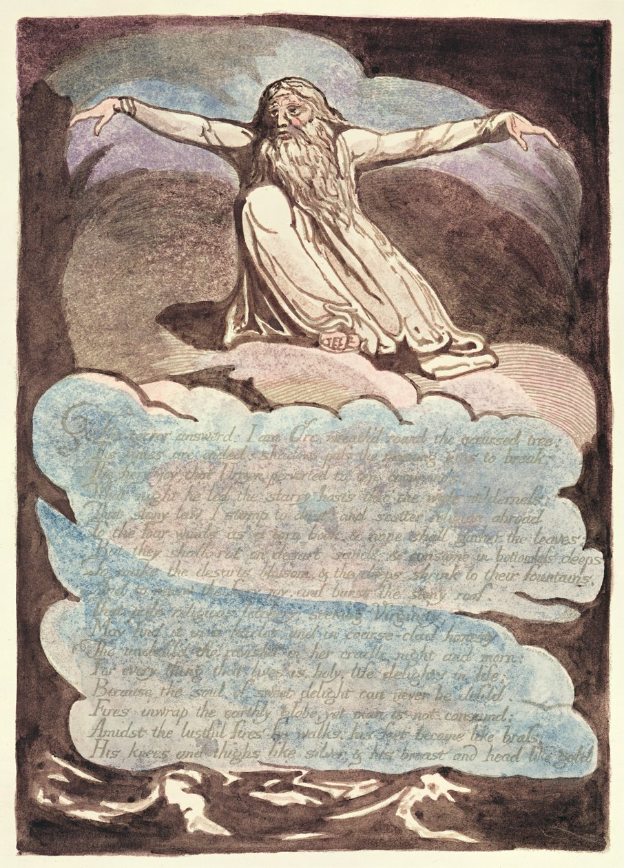 The Terror Answered, plade 8 fra Amerika, a Prophecy, 1793 (reliefætsning & wc på papir) af William Blake