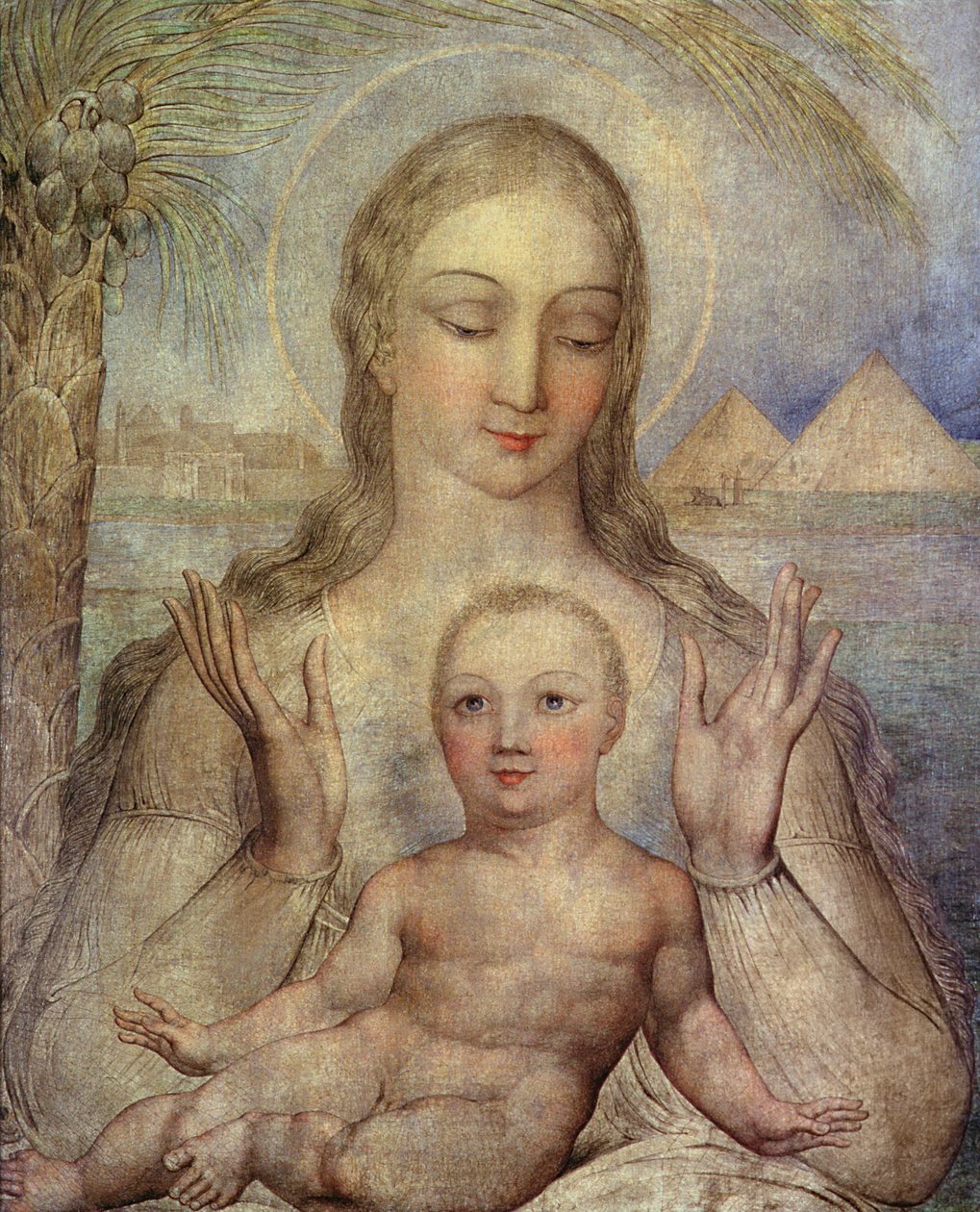 Jomfruen og barnet i Egypten, 1810 af William Blake