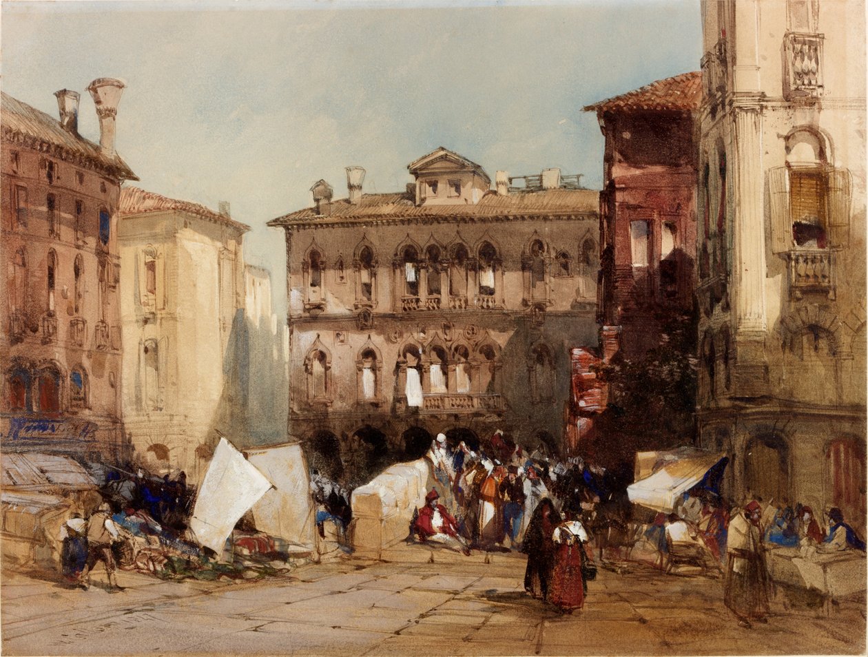 Palazzo Falier, Venedig, 1847 (bc og wc på papir) af William Callow